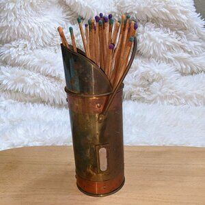 Vintage Copper & Brass Match Holder with Striker